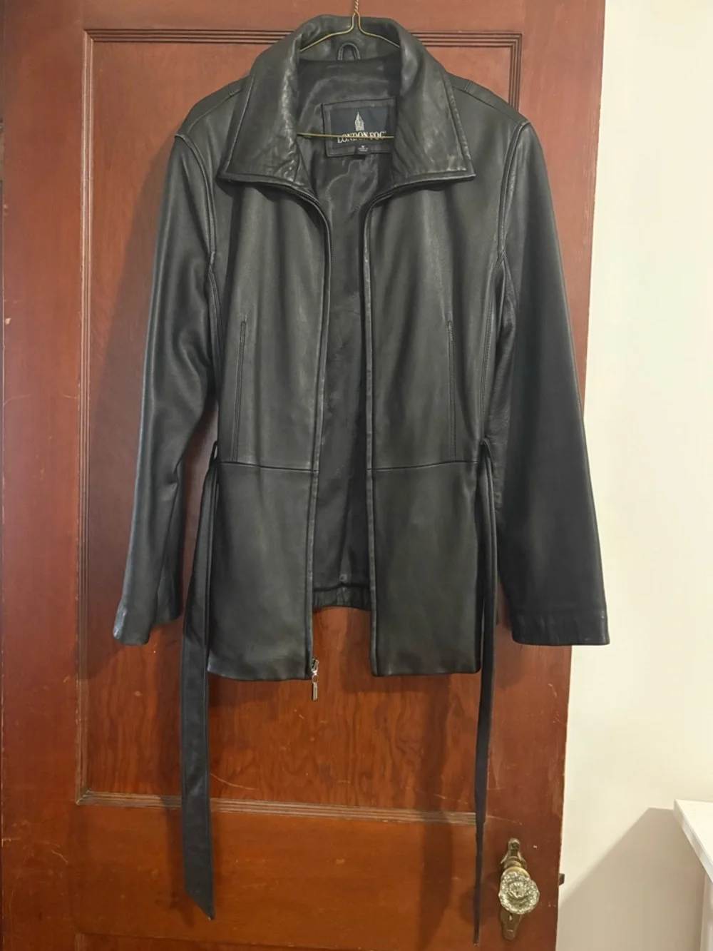 London Fog Leather Jacket with Belt - Picture 2 of 3